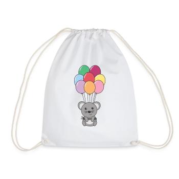 Mouse flies up with colorful balloons - Drawstring Bag - white - Front