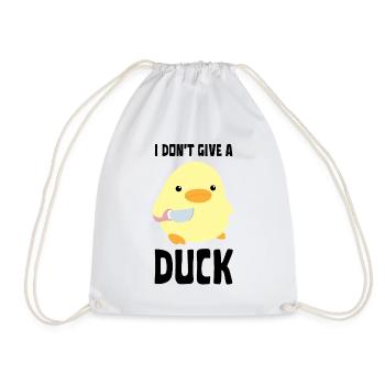 I Don't Give A Duck - Funny Duck with knife Meme - Drawstring Bag - white - Front