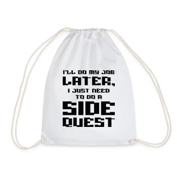 Procrastinating Panda Lover Side Quest Panda - Drawstring Bag - white - Front