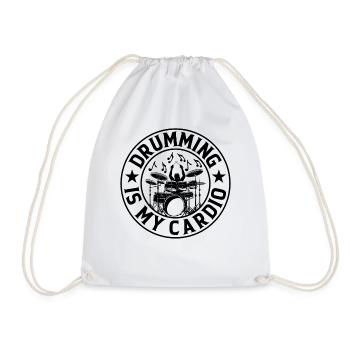 Drumming Is My Cardio - Drum Player Drummer - Drawstring Bag - white - Front