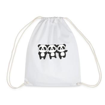 Panda cute animals for kids manga pandas - Drawstring Bag - white - Front