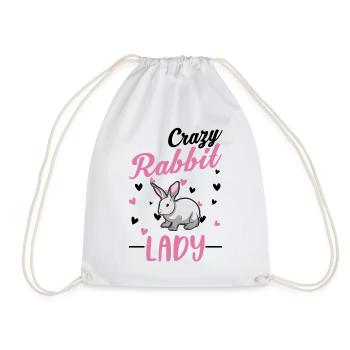 Crazy rabbits Frauch rabbit rabbit - Drawstring Bag - white - Front