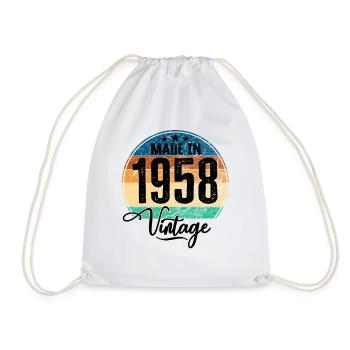 Vintage Made in 1958 Geburtsjahr 1958 Geburtstag - Turnbeutel - Weiß - Vorne