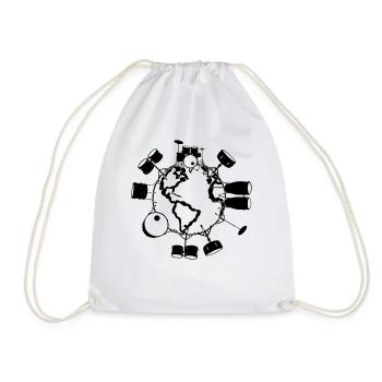 Drum Instruments Drummer Earth Day Drum Player - Drawstring Bag - white - Front