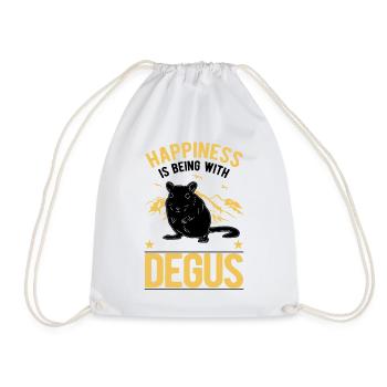 Degu Lucky Shrub Rat Forest Degu - Drawstring Bag - white - Front