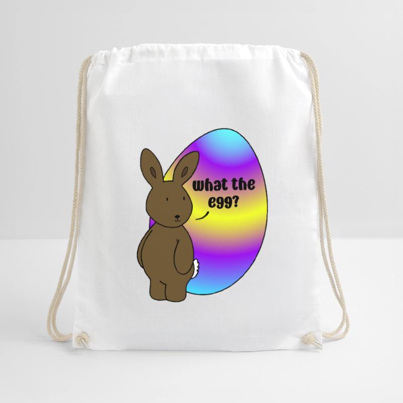 Happy Easter - Easter Bunny with Easter Egg Drawstring Bag