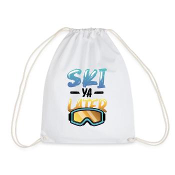 Ski Ya Later, fun skiing - Drawstring Bag - white - Front