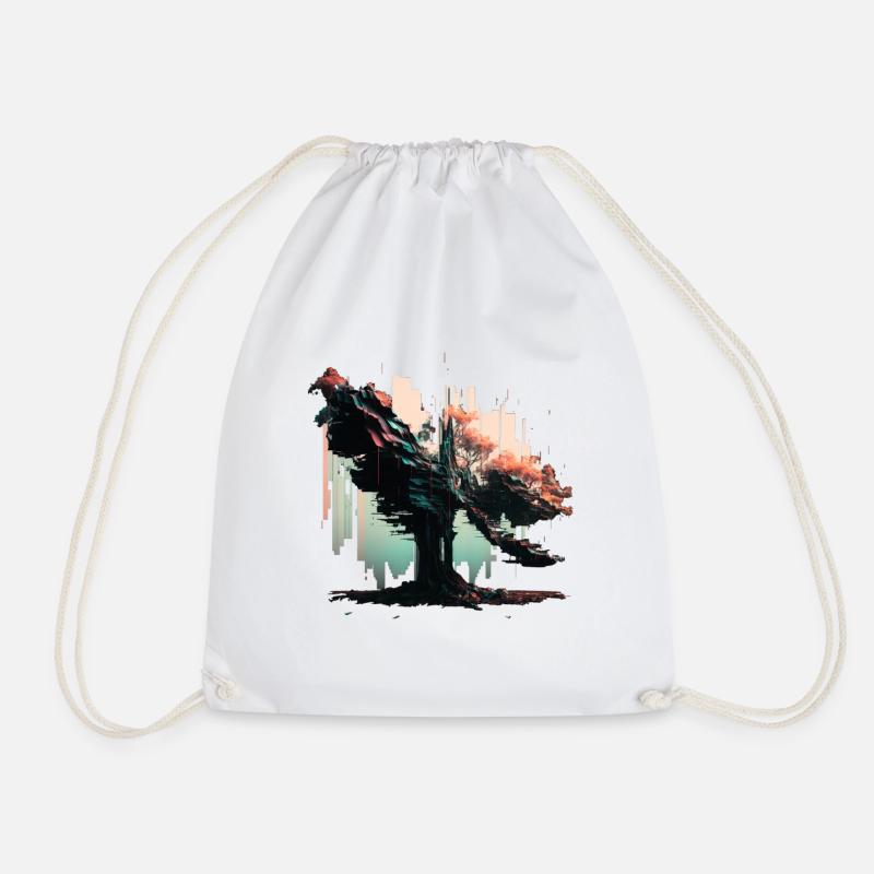 Japanese Tree of Life - Drawstring Bag - white