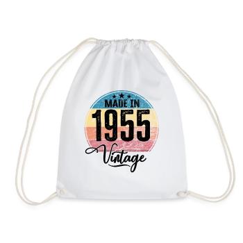 Vintage Made in 1955 Year of birth 1955 Birthday - Drawstring Bag - white - Front