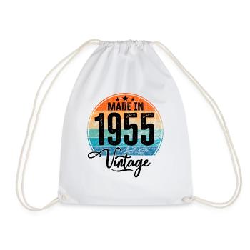 Vintage Made in 1955 Year of birth 1955 Birthday - Drawstring Bag - white - Front