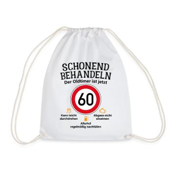 60. Geburtstag Schonend Behandeln Oldtimer Ist 60 - Turnbeutel - Weiß - Vorne