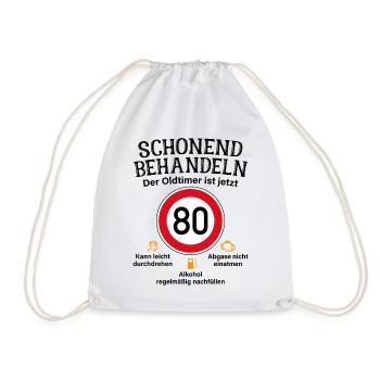 80. Geburtstag Schonend Behandeln Oldtimer Ist 80 - Turnbeutel - Weiß - Vorne