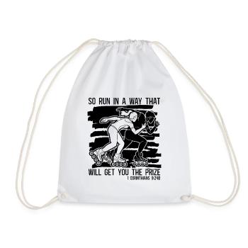 So Run In A Way That Short Track Speed Skater - Drawstring Bag - white - Front