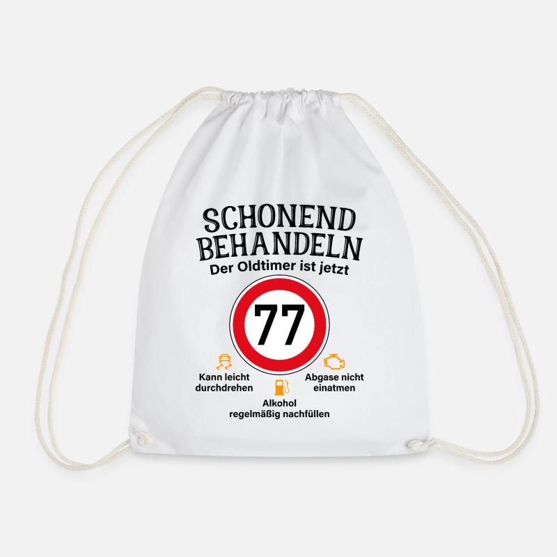 77. Geburtstag Schonend Behandeln Oldtimer Ist 77 - Turnbeutel - Weiß