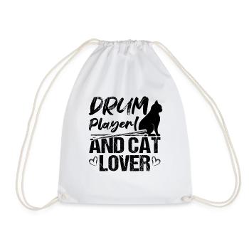 Drum Player And Cat Lover Drummer And Cat Owner - Drawstring Bag - white - Front
