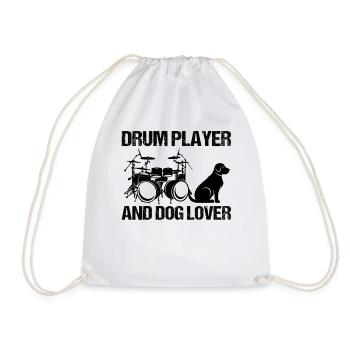 Drum Player And Dog Lover - Drum Player Dog Lover - Drawstring Bag - white - Front