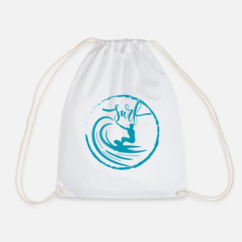 Surf - Surfing Lovers T-Shirt - Drawstring Bag - white