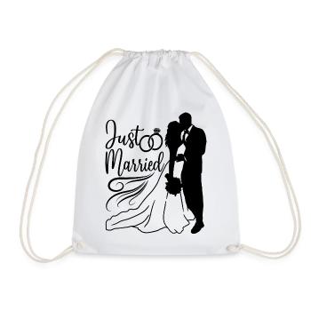 Just Married Couple Wife Husband - Drawstring Bag - white - Front