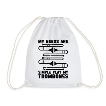 My Needs Are Simple Retro Brass Band Trombonist - Turnbeutel - Weiß - Vorne