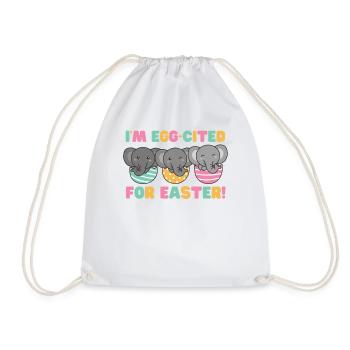 cute elephants at Easter with Easter eggs elephant - Drawstring Bag - white - Front