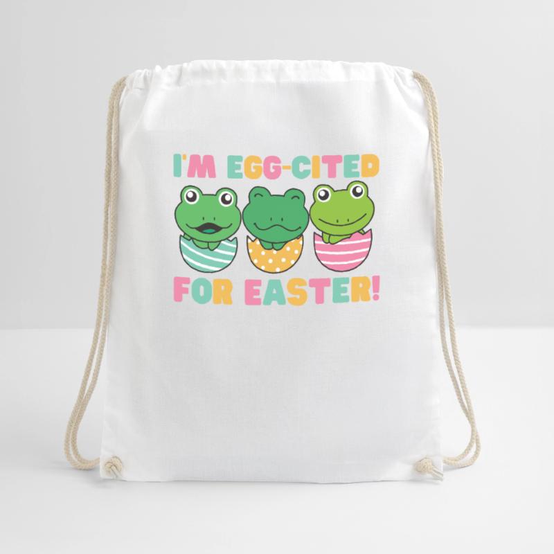 sweet frogs at Easter with Easter eggs frog Drawstring Bag