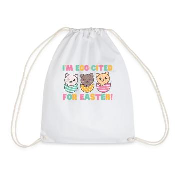 cute cats at Easter with Easter eggs cat - Drawstring Bag - white - Front