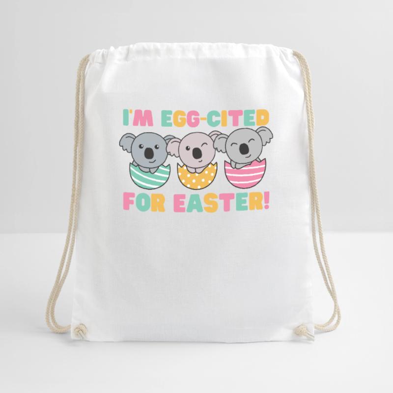 sweet koalas for Easter with Easter eggs koala Drawstring Bag