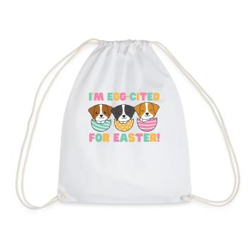 cute dogs for Easter with Easter eggs Jack Russell - Drawstring Bag - white - Front