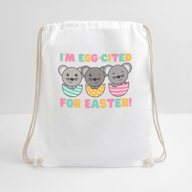 cute mice at Easter with Easter eggs mouse Drawstring Bag