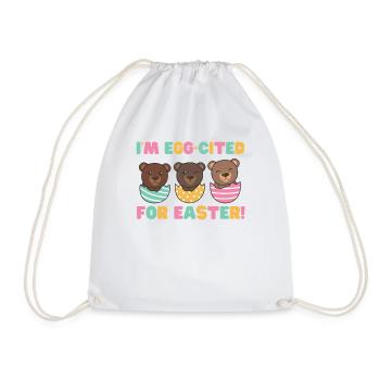 cute bears at Easter with Easter eggs bear - Drawstring Bag - white - Front