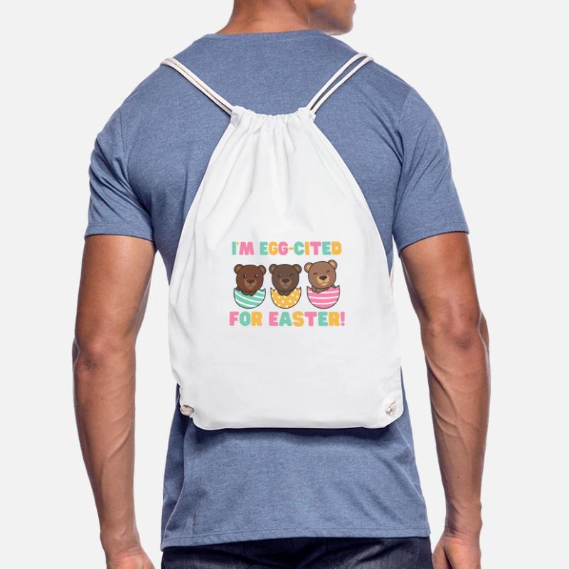 cute bears at Easter with Easter eggs bear Drawstring Bag