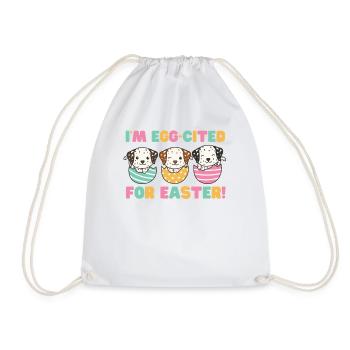 cute dogs at Easter with Easter eggs Dalmatians - Drawstring Bag - white - Front