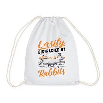 Easily distracted by Rabbits Rabbit Rabbit - Drawstring Bag - white - Front