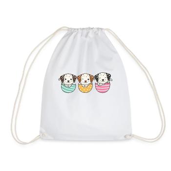 cute dogs at Easter with Easter eggs Dalmatians - Drawstring Bag - white - Front
