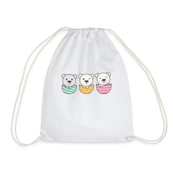cute polar bears at Easter with Easter eggs polar bear - Drawstring Bag - white - Front
