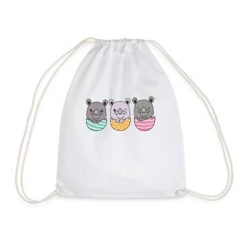 rhinocéros mignons à Pâques avec des œufs de Pâques rhinocéros - Sac de sport léger - blanc - Devant