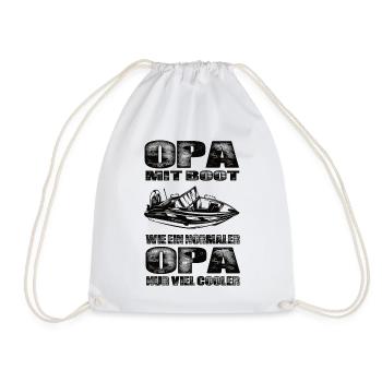 Opa Mit Boot Wie Ein Normaler Opa Nur Cooler - Turnbeutel - Weiß - Vorne