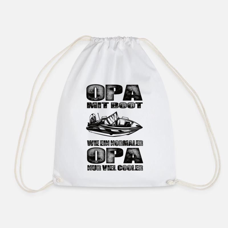 Opa Mit Boot Wie Ein Normaler Opa Nur Cooler - Turnbeutel - Weiß
