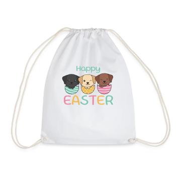 cute dogs at Easter with Easter eggs Labrador - Drawstring Bag - white - Front