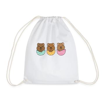 sweet quokkas for Easter with Easter eggs quokka - Drawstring Bag - white - Front