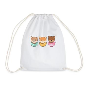 cute dogs for Easter with Easter eggs Shiba Inu - Drawstring Bag - white - Front
