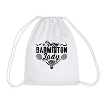 Crazy Badminton Lady Shuttlecock Badminton Player - Drawstring Bag - white - Front