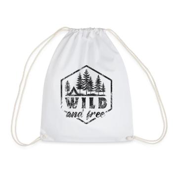 Wild & Free - Zelt - Camping - Spruch - Turnbeutel - Weiß - Vorne