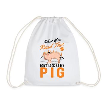 Pig Gift Farmer Pig - Drawstring Bag - white - Front