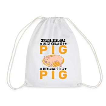 Pig Gift Farmer Pig - Drawstring Bag - white - Front
