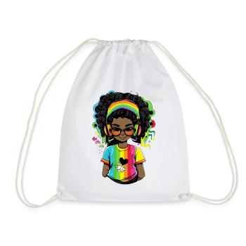 Bright reggae sweater with rainbow design - Drawstring Bag - white - Front