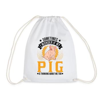Pig Farmer Farmer Piggy - Drawstring Bag - white - Front