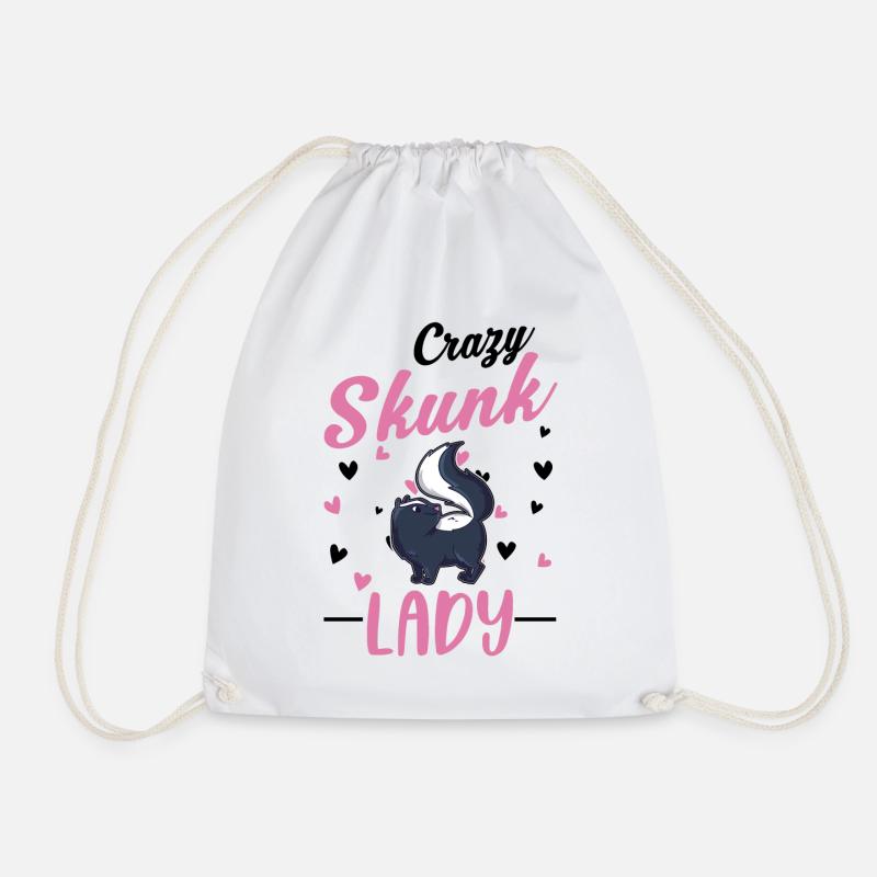 Crazy Skunk Woman - Drawstring Bag - white