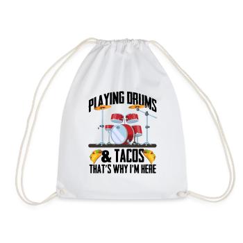 Funny Drummer - Jouer de la batterie et des tacos C’est pourquoi je - Sac de sport léger - blanc - Devant