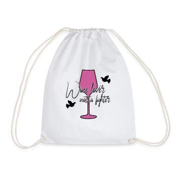 Wine Peace Saying - Drawstring Bag - white - Front